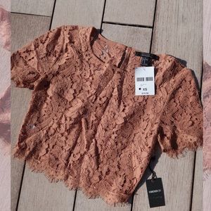Forever 21 coral lace crop top